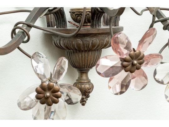 Napoleon III Style Crystal Flower Wall Sconces