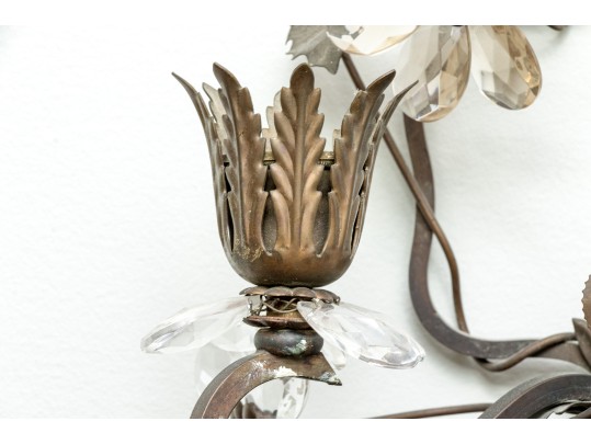 Napoleon III Style Crystal Flower Wall Sconces