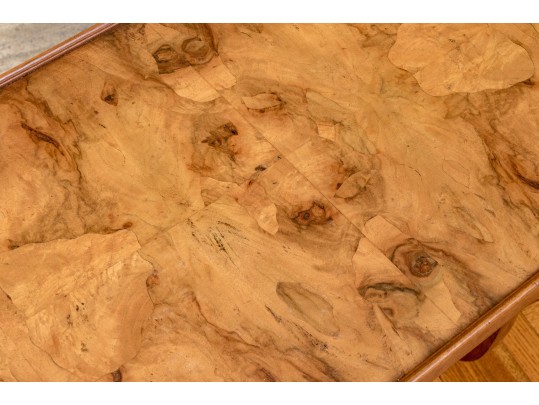 French Burlwood Tilt-Top Trestle Console Table