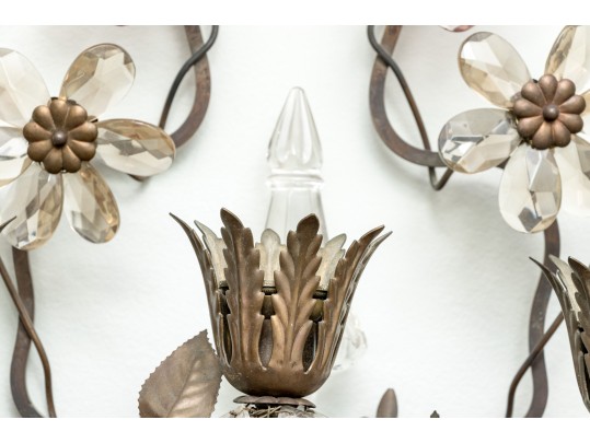 Napoleon III Style Crystal Flower Wall Sconces