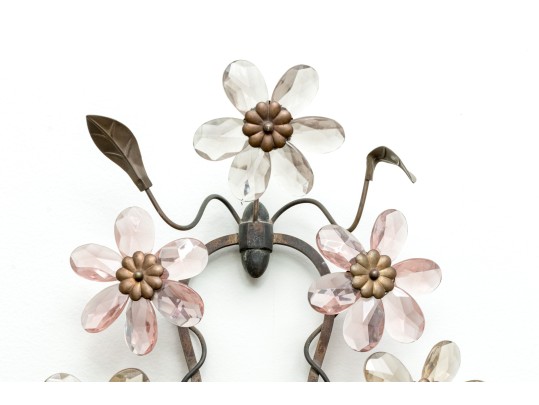 Napoleon III Style Crystal Flower Wall Sconces