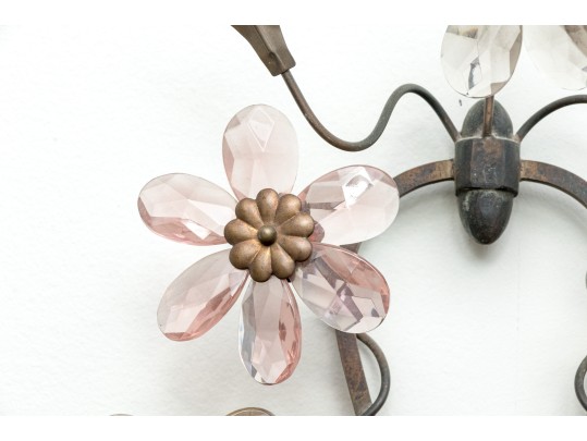 Napoleon III Style Crystal Flower Wall Sconces