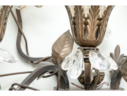 Napoleon III Style Crystal Flower Wall Sconces