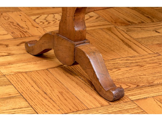 French Burlwood Tilt-Top Trestle Console Table