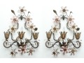 Napoleon III Style Crystal Flower Wall Sconces