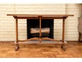 French Burlwood Tilt-Top Trestle Console Table