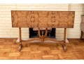 French Burlwood Tilt-Top Trestle Console Table