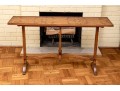French Burlwood Tilt-Top Trestle Console Table