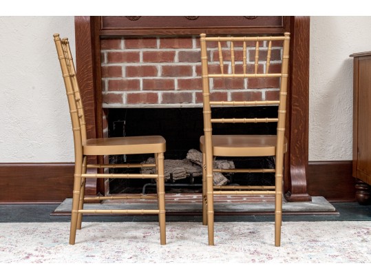 4 Gold Painted Chairs Made In Bulgaria 