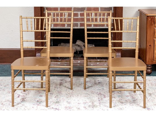 4 Gold Painted Chairs Made In Bulgaria 