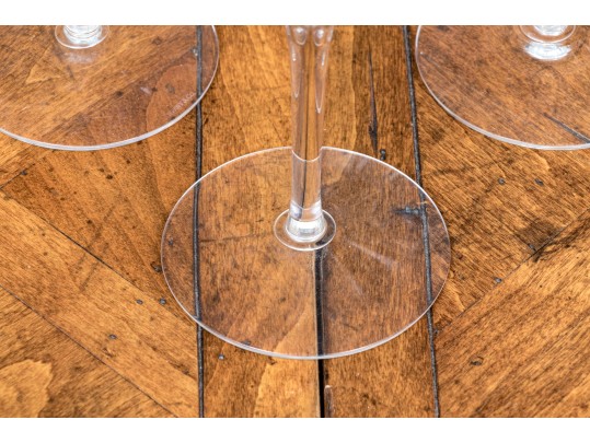 Collection Of Tiffany & Co Glass Wine Glasses With Pair Of Glass Hurricane Shades