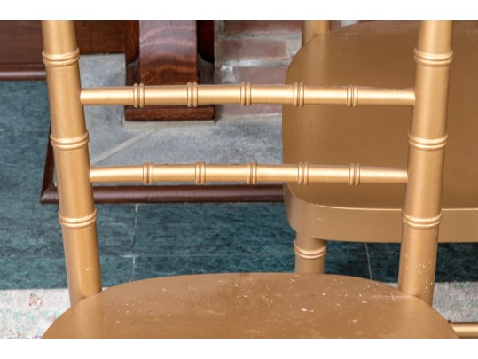 4 Gold Painted Chairs Made In Bulgaria 