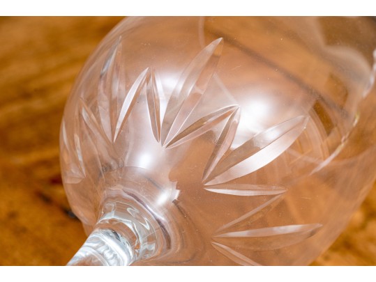 Collection Of Tiffany & Co Glass Wine Glasses With Pair Of Glass Hurricane Shades