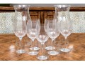Collection Of Tiffany & Co Glass Wine Glasses With Pair Of Glass Hurricane Shades