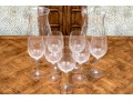 Collection Of Tiffany & Co Glass Wine Glasses With Pair Of Glass Hurricane Shades
