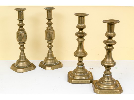 Set Of Four Vintage Brass Candlesticks