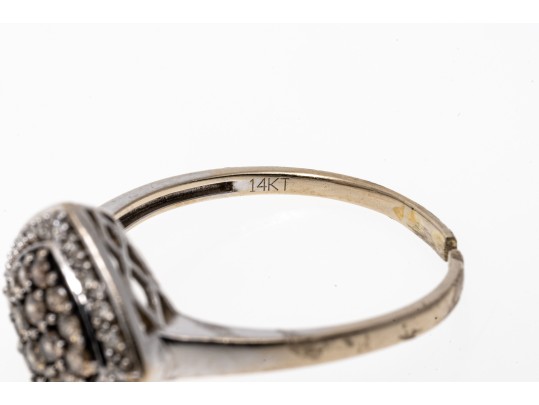 14K White Gold White And Brown Diamond Contemporary Ring, Size Approx. 8