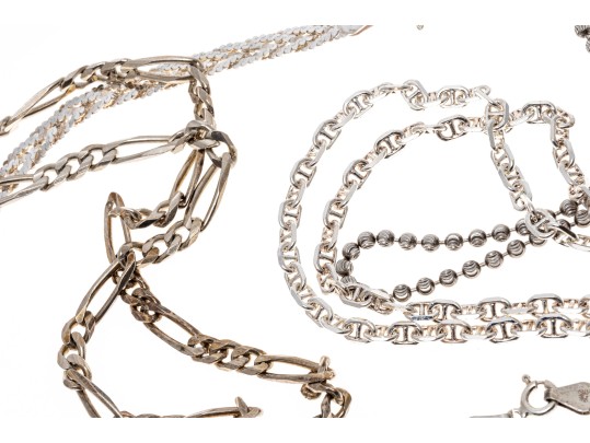 Sterling Silver Chain Necklaces And Bracelet