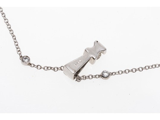 14k White Gold And Diamond Pendant Necklace