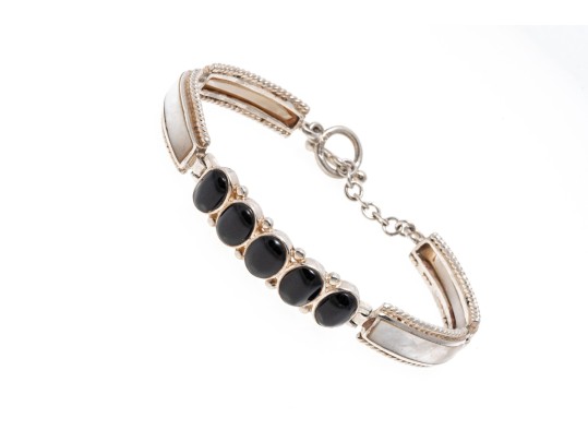 Collection Of Sterling Mother Of Pearl And Black Onyx Jewelry