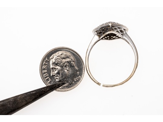 14K White Gold White And Brown Diamond Contemporary Ring, Size Approx. 8