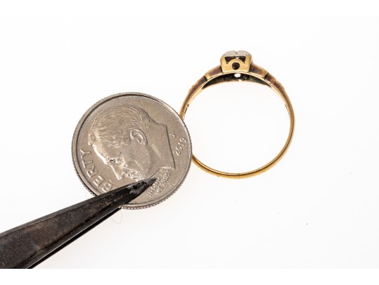 14k Gold Tiny Round Diamond Solitaire, App. 0.02 CTS, Size 5.5