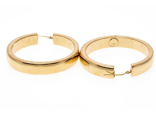 14k Yellow Gold Wide Hoop Earrings