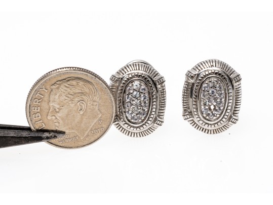 Judith Ripka Striking Sterling And 18K White Sapphire Earrings