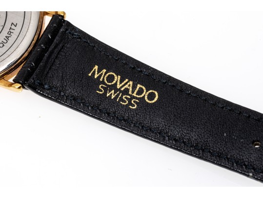 Classic Movado Quartz Watch With Leather Bracelet