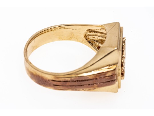 10K Square Faced Bird Ring, Size 9