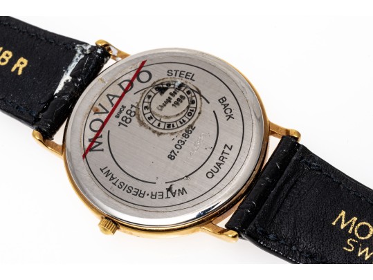 Classic Movado Quartz Watch With Leather Bracelet