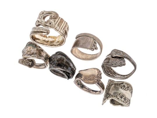 Sterling Silver Fun Retro Lot Of Spoon Rings