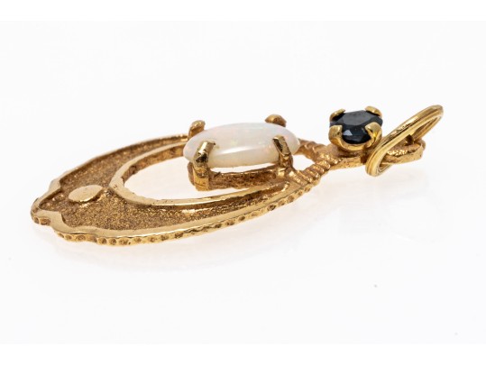 Dainty 14K Opal And Sapphire Pendant