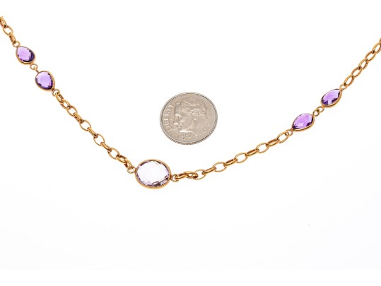 14K Stationed Amentyst Chain Necklace