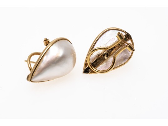Elegant 14K Teardrop Mabe Pearl Earrings