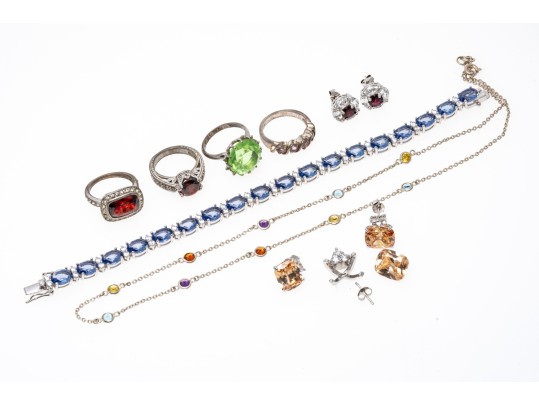 Colorful Zirconia Set Sterling Jewelry