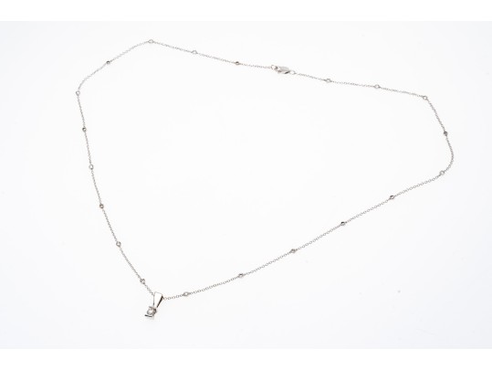 14k White Gold And Diamond Pendant Necklace