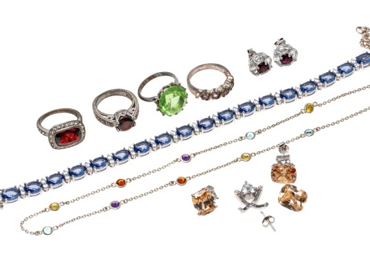 Colorful Zirconia Set Sterling Jewelry