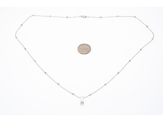 14k White Gold And Diamond Pendant Necklace