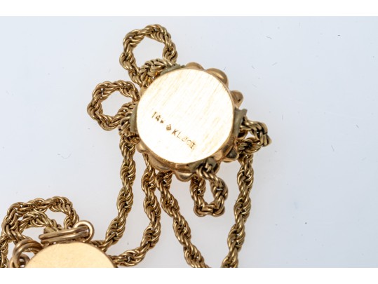 14k Yellow Gold Retro Style Rope Slide Bracelet, With Sapphire Cluster Slide, App. 0.59 TCW