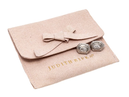 Judith Ripka Striking Sterling And 18K White Sapphire Earrings