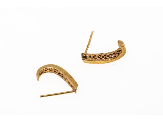 10k Yellow Gold Delicate Diamond Channel Set Hoop 