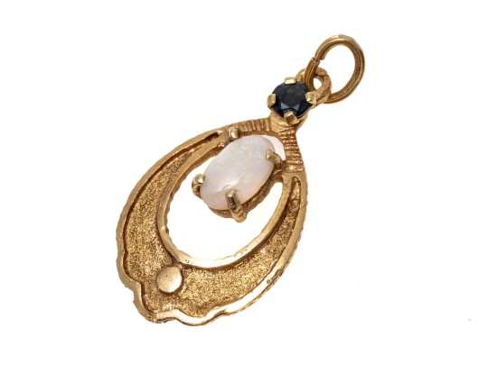 Dainty 14K Opal And Sapphire Pendant