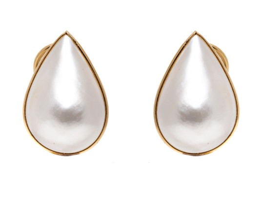 Elegant 14K Teardrop Mabe Pearl Earrings