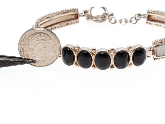 Collection Of Sterling Mother Of Pearl And Black Onyx Jewelry