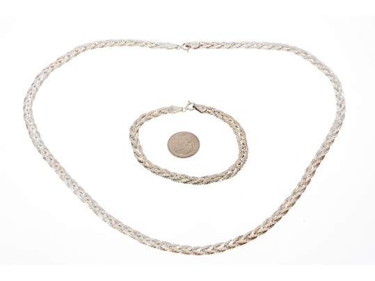 Sterling Silver Chain Necklaces And Bracelet