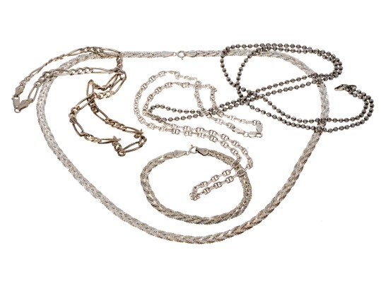 Sterling Silver Chain Necklaces And Bracelet