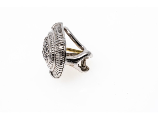 Judith Ripka Striking Sterling And 18K White Sapphire Earrings