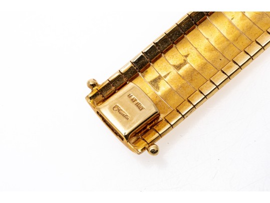 14k Yellow Gold Fabulous Wide Brushed And Polished Domed Omega Style Bracelet