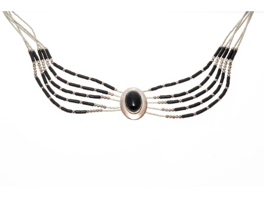 Collection Of Sterling Mother Of Pearl And Black Onyx Jewelry